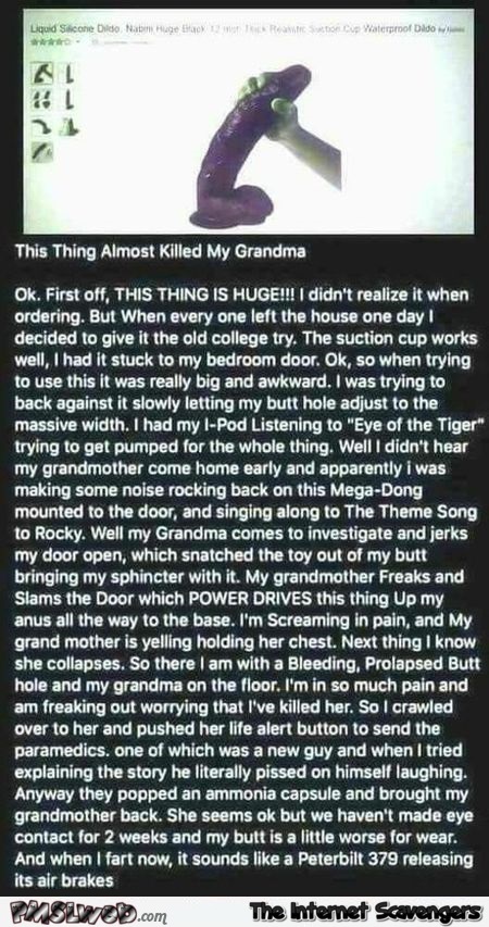 This thing almost killed my grandma review adult humor @PMSLweb.com