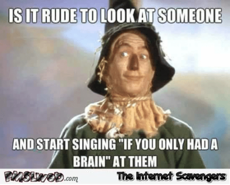 Is it rude to look at someone and start singing if I had a brain funny meme @PMSLweb.com