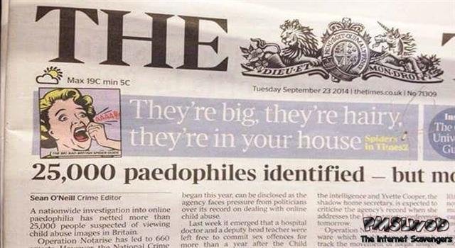 Funny pedophiles identified newspaper placement fail - Daily funny pictures @PMSLweb.com