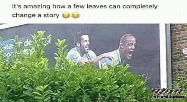 How a few leaves can completely change a story funny meme @PMSLweb.com